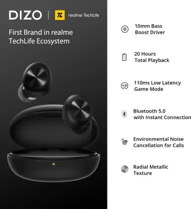 DIZO by realme TechLife GoPods D  (Enviornment Noise Cancellation Bluetooth Headset)